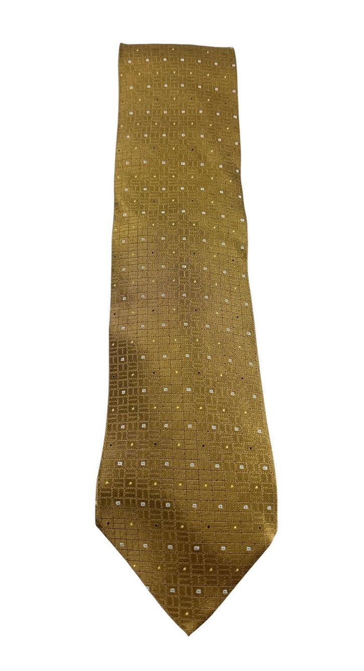 Daniel De Fasson Studio Select 100% Silk Necktie Gold Geometric Dot Pattern